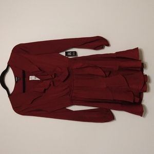 Red wine ruffled dress